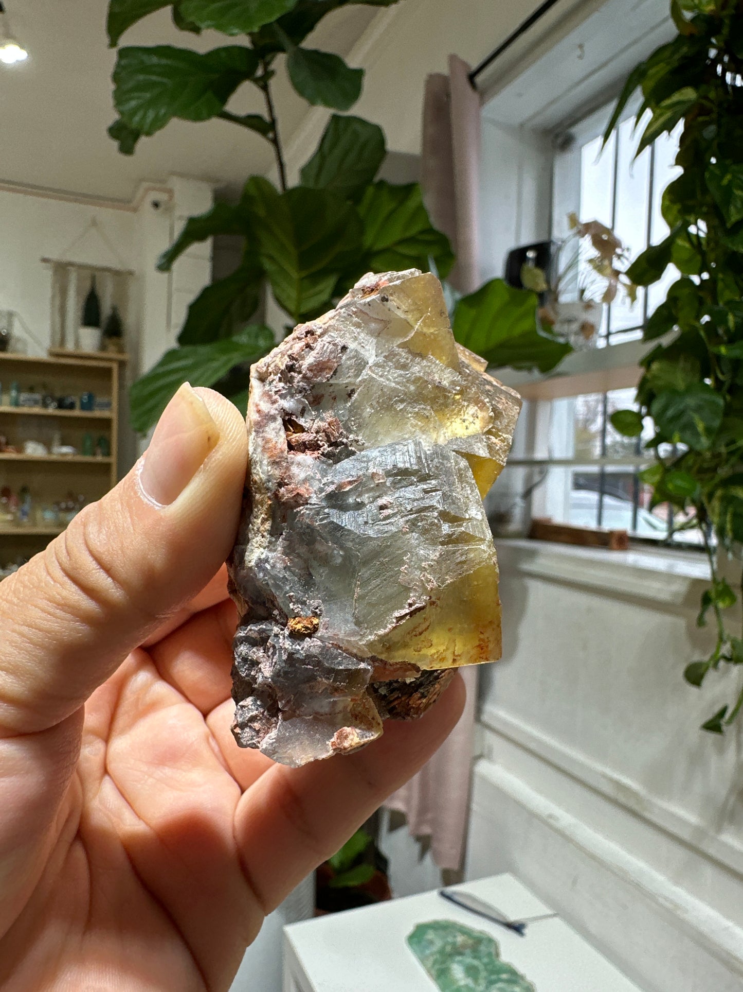 #2 Blue Fluorite with yellow zoning from El Hamda Mine, Morocco